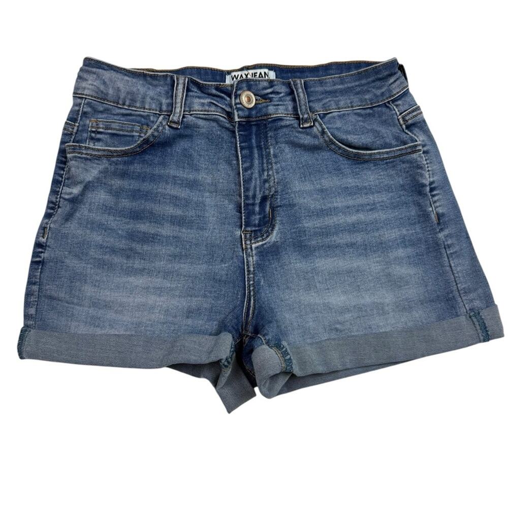Wax Jean Blue Jean Shorts with Cuffed Hem and Faded Look